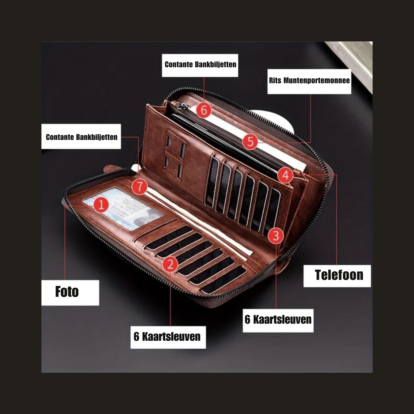 Holden | Leren Clutch met RFID Bescherming