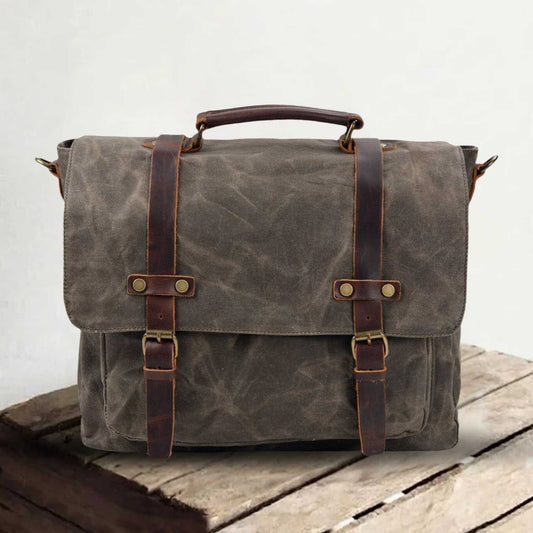 Ryan | Canvas schoudertas van Echt Leer