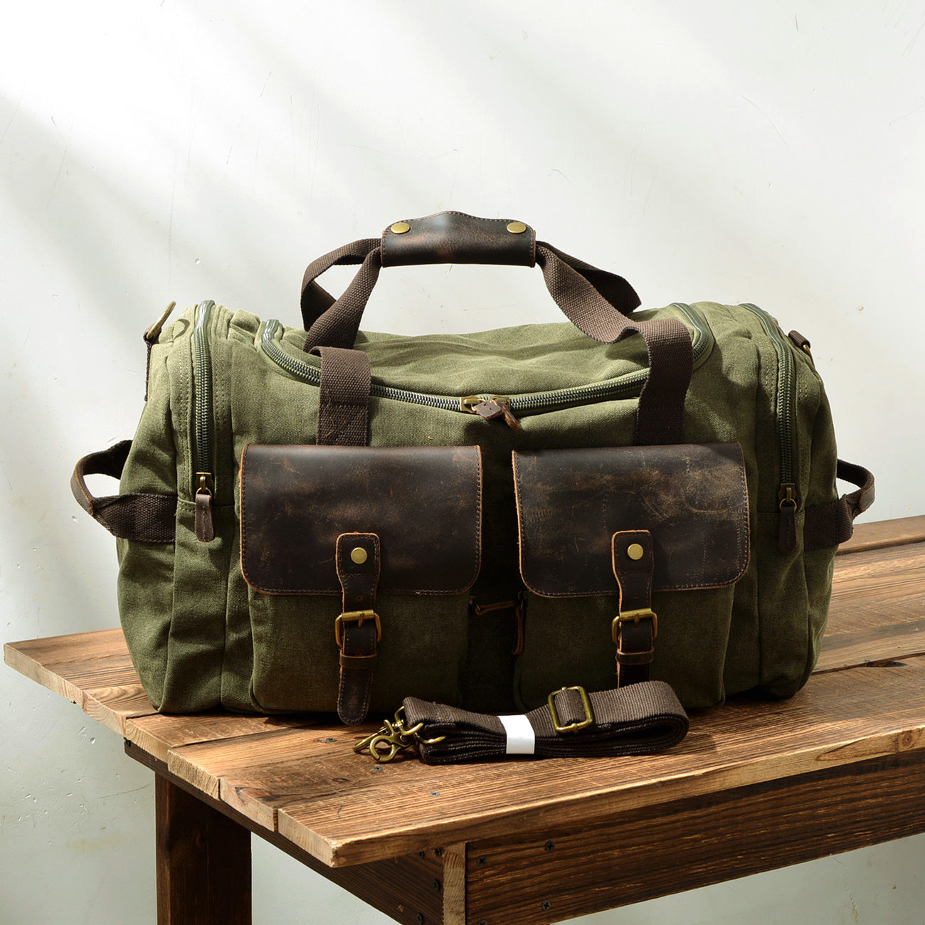 David | Canvas duffle bag voor reizen van Echt Leer