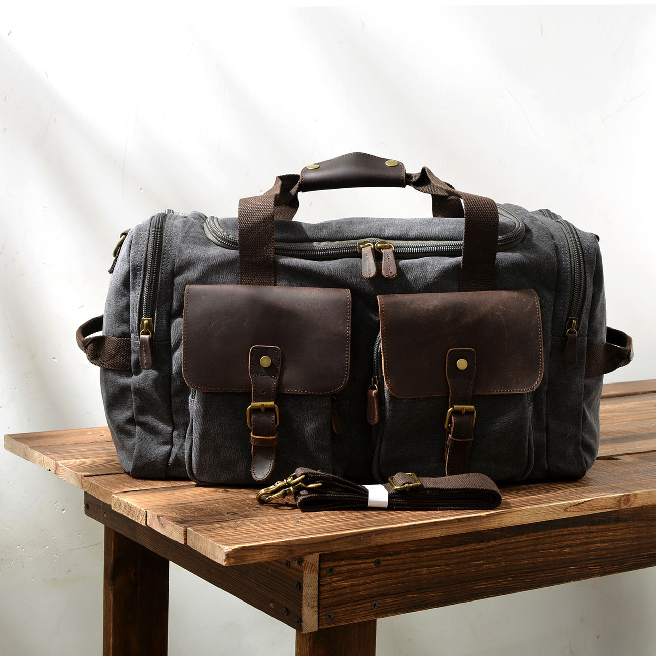 David | Canvas duffle bag voor reizen van Echt Leer